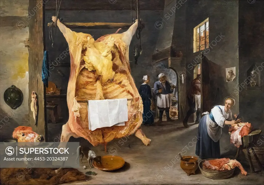 Butcher Shop; 1642 Oil on panel David Teniers the Younger Flemish; 1610-1690