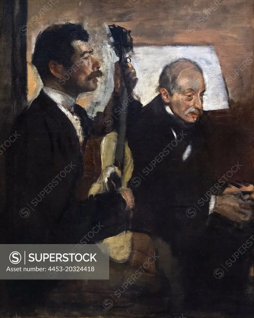 Degas's Father Listening to Lorenzo Pagans Playing the Guitar; about 1869-72 Oil on canvas Edgar Degas French; 1834-1917