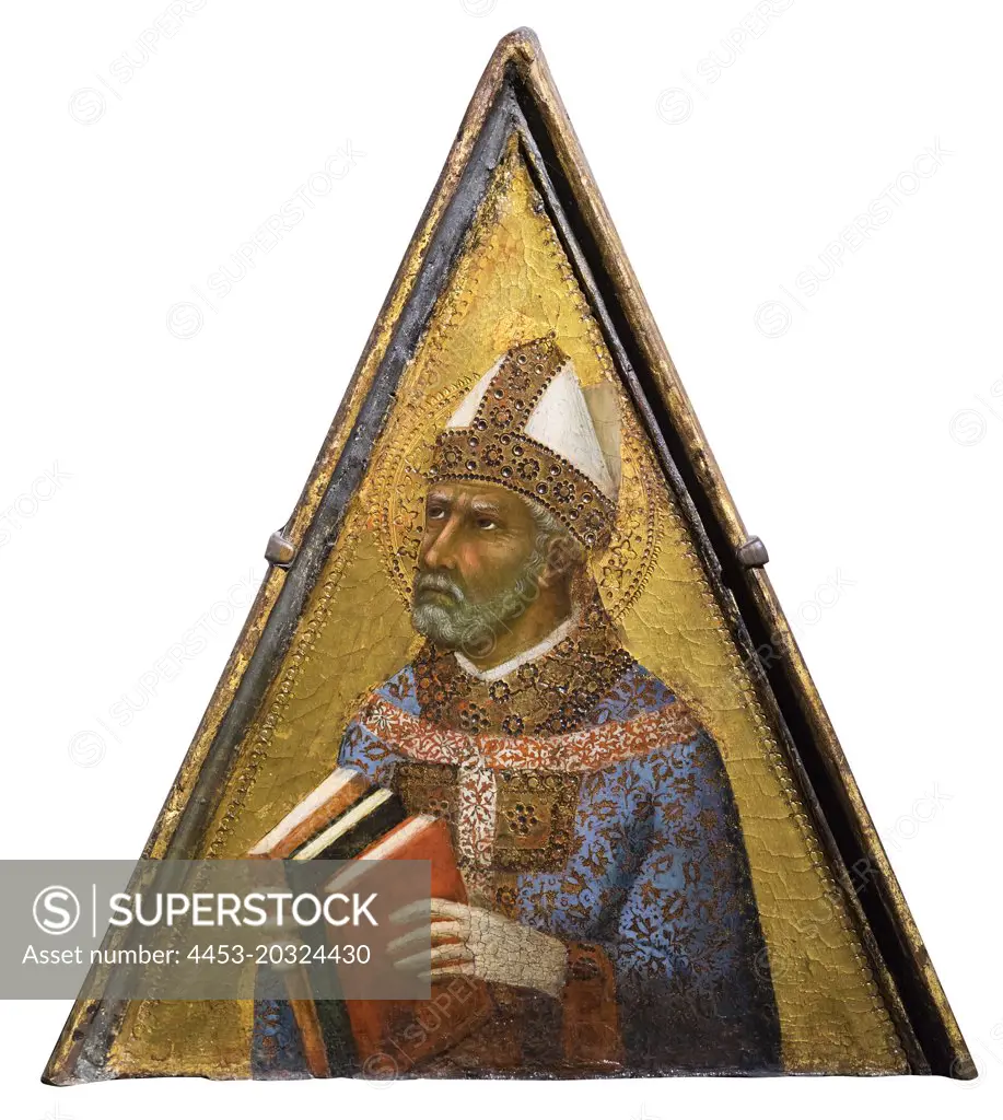 Bishop Saint Tempera on panel Master of the Sienese Straus Madonna Italian Siena; active about 1340-1360
