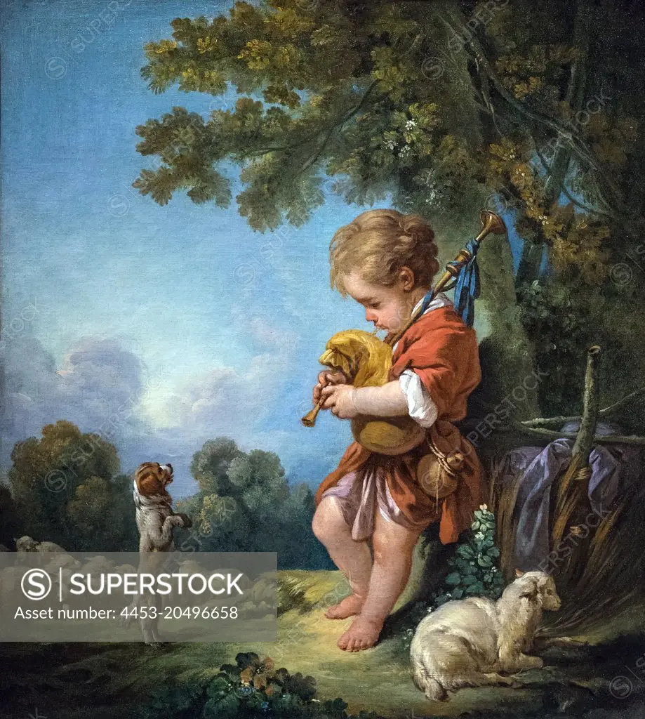 Shepherd Boy Playing Bagpipes; about 1754 Oil on canvas Francois Boucher French; 1703-1770