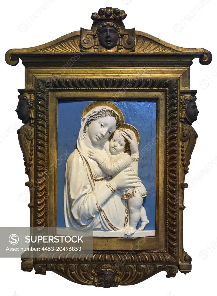 Madonna and Child 'The Genoa Madonna'; about 1445-50 Enameled terra cotta; gilding Luca della Robbia; Italian; 1399-1482