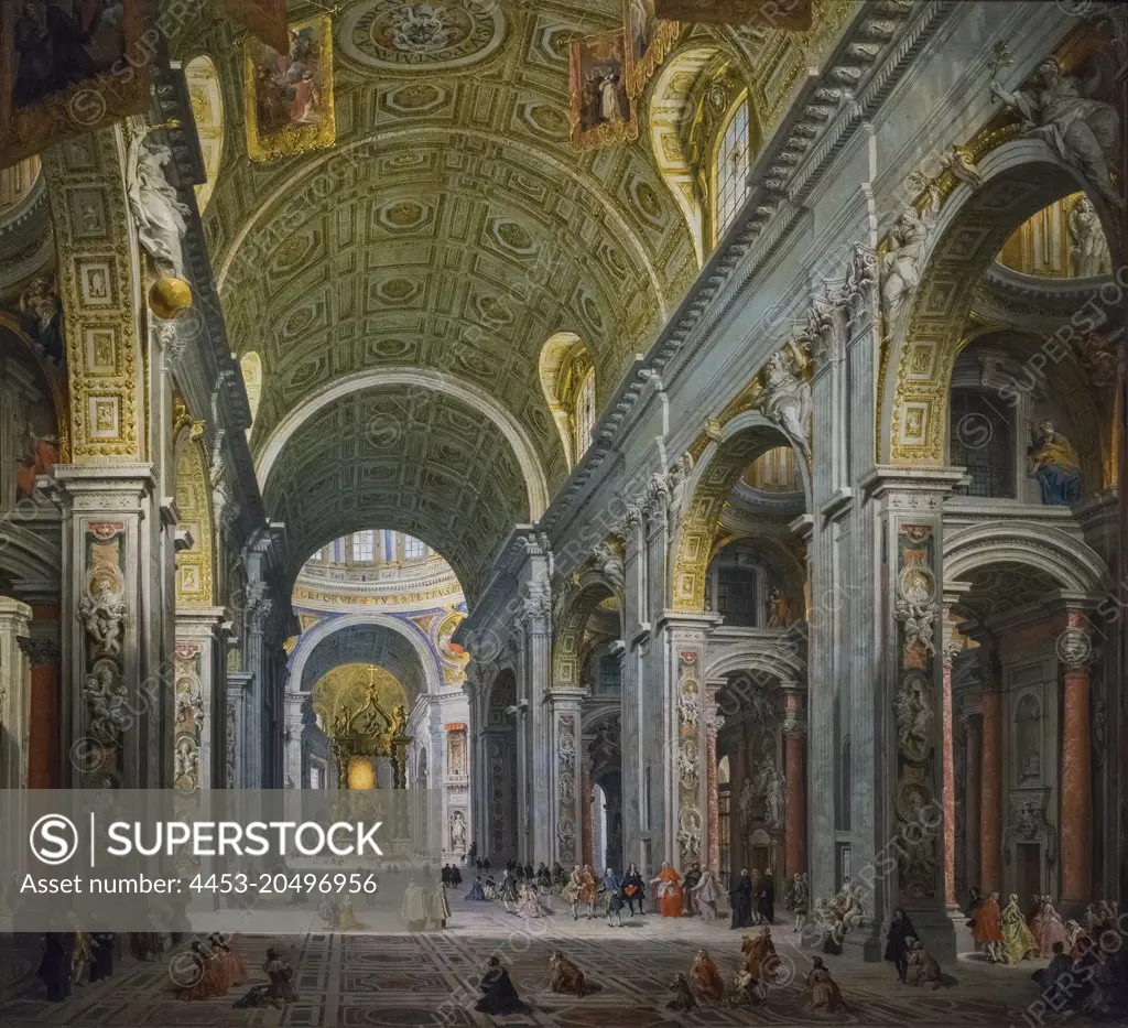 Interior of Saint Peter's; Rome; 1750; Oil on canvas Giovanni Paolo Panini; Italian; 1691-1765