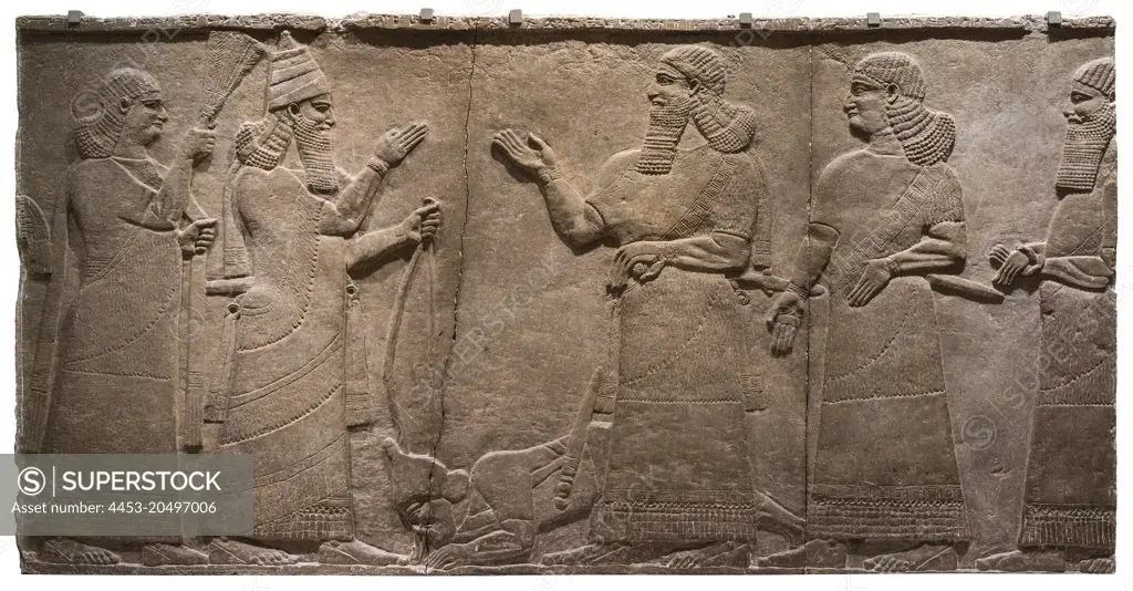 Assyrian Ruler Tiglath-Pileser III Receives Homage; Panel from the Royal Palace at Nimrud; 745-727 B.C.E.; Limestone Unknown Artist; Florence