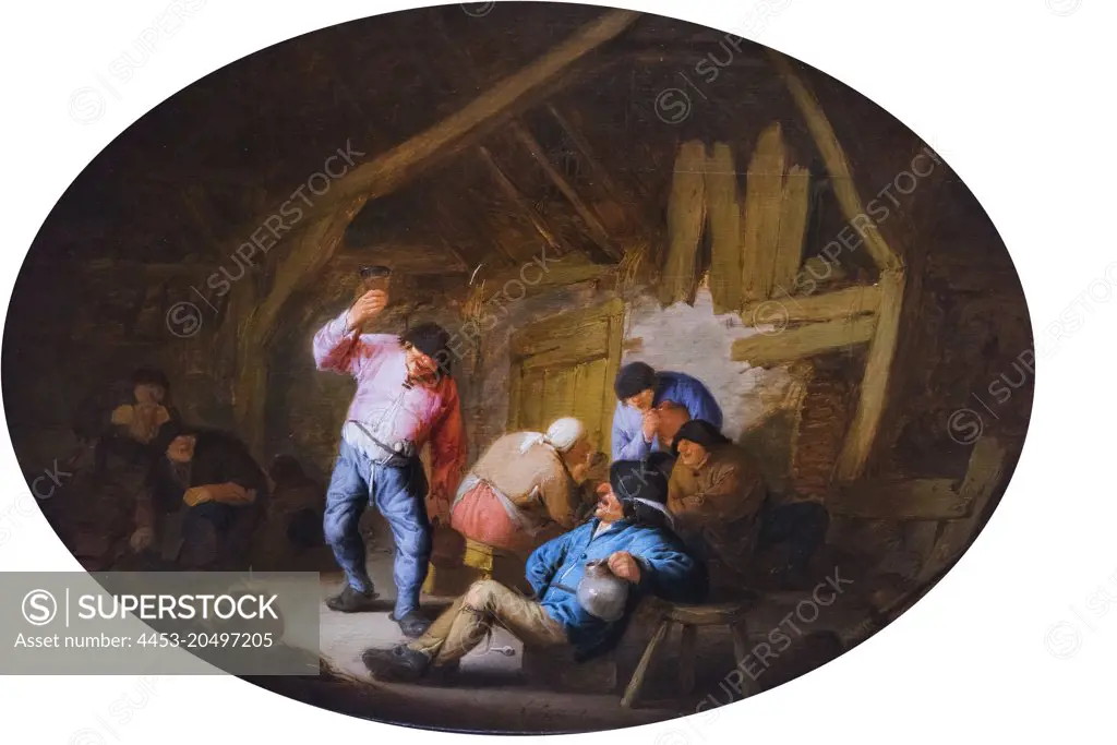 Peasants in a Rustic Interior; 1634; Oil on oak panel Adriaen van Ostade; Dutch; 1610-85