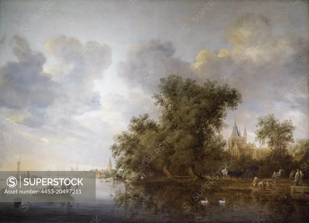 River Landscape; 1643; Oil on canvas Salomon Jacobsz van Ruysdael; Dutch; 1600/1603-70