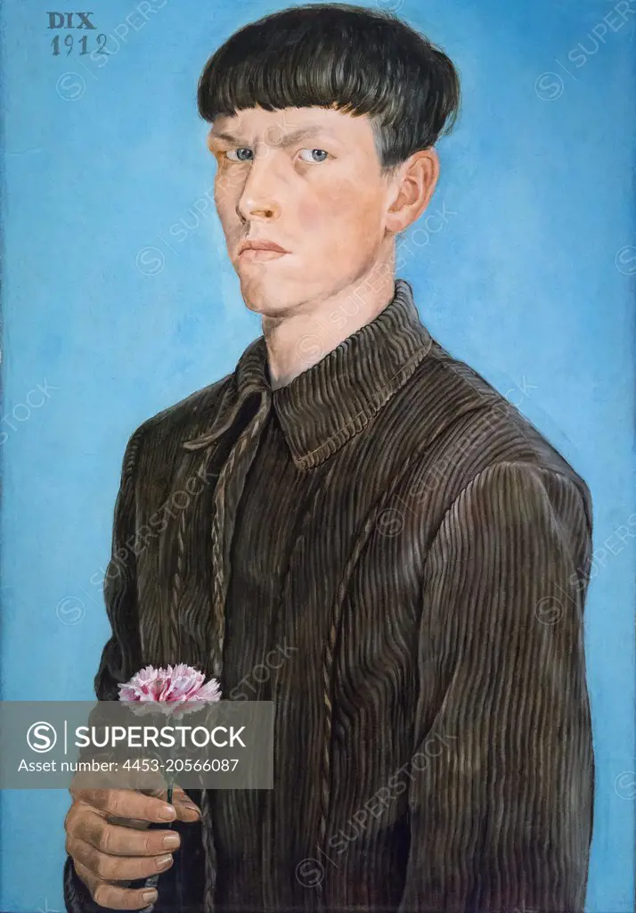 Self-Portrait; 1912 Oil on paper; mounted on poplar panel Otto Dix; German; 1891 - 1969