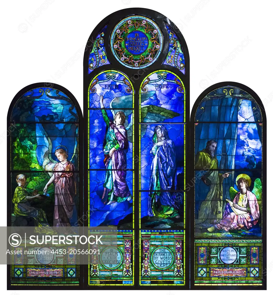 Helping Angel; Faith and Hope; Abou Ben Adhem : Write Me as One That Loves His Fellowmen; 1890 Stained Glass John La Farge; American; 1835 - 1910
