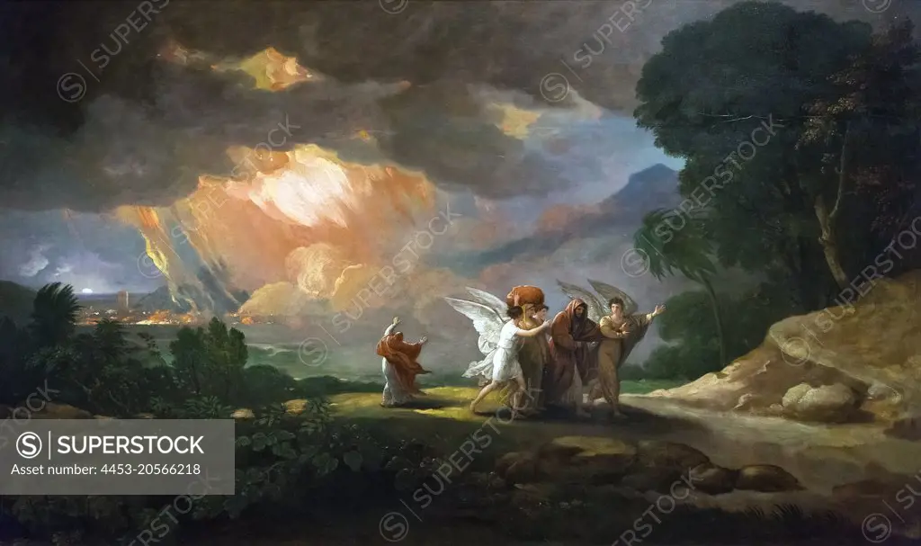 Lot Fleeing from Sodom; 1810 Oil on canvas Benjamin West; American; 1738 - 1820