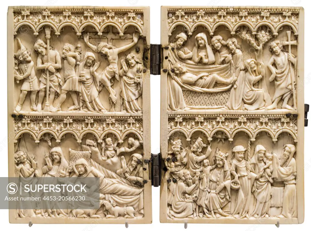Diptych with Scenes from the Life of Chirst; late 1300s Ivory Unknown artist; French or Meuse River Valley (modern Belgione)