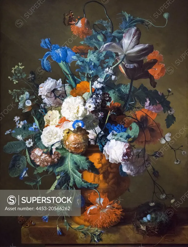 Flowers in Urn; c; 1720 Oil on panel Jan Van Huysone; Dutch; 1682 - 1749