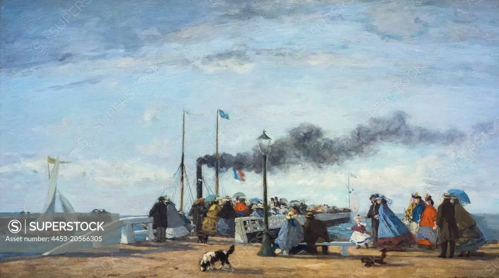 Jetty and Wharf at Trouville oil on wood; 1863 Eugene Boudin; French; 1824 - 1898