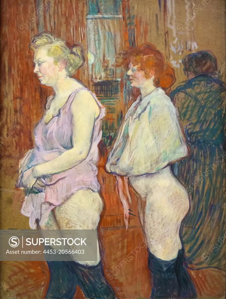 Rue des Moulins; oil on cardboard on wood; 1894 Henri De Toulouse-Lautrec; French; 1864 - 1901