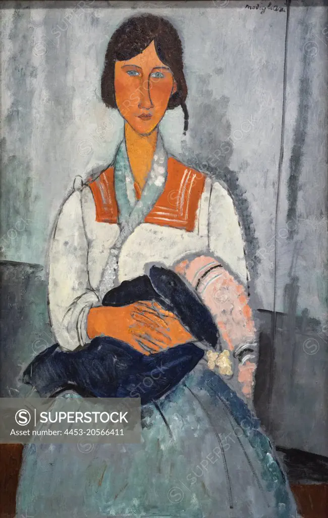 Gypsy Woman with Baby Oil on canvas; 1919 Amedeo Modigliani; Italian; 1884 - 1920