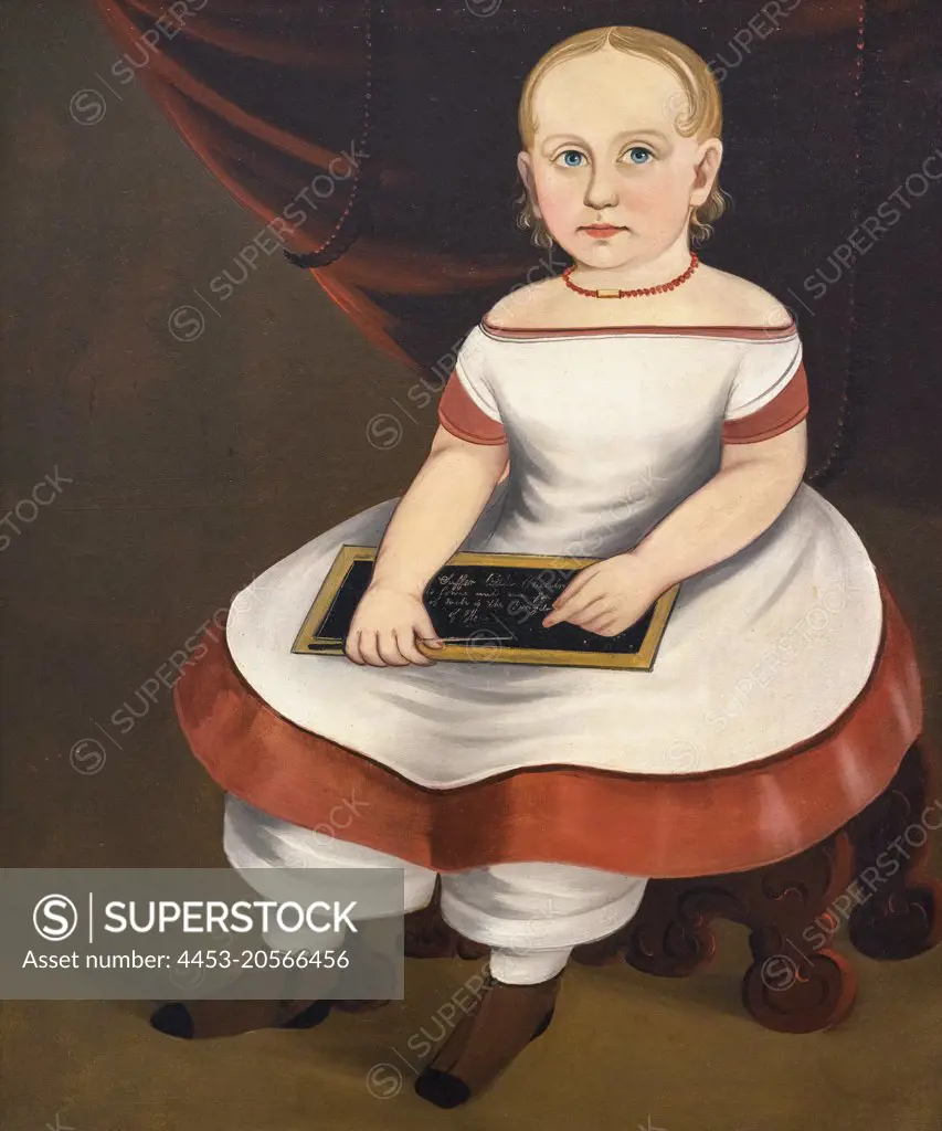 Little Girl with Slate Oil on canvas; c. 1845 Prior-Hamblin School; American; active mid 19th century