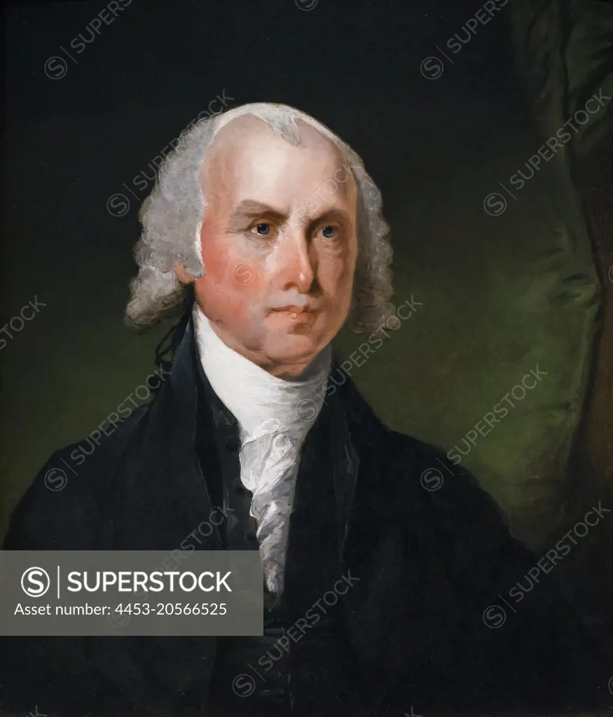 James Madison; oil on wood; c. 1821 Gilbert Stuart; American; 1755 - 1828