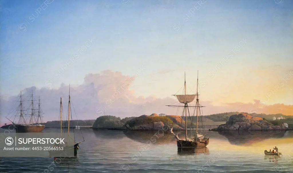 Stage Rocks and Western Shore of Gloucester Outer Harbor Oil on canvas; 1857 Fitz Henry Lane; American; 1804 - 1865