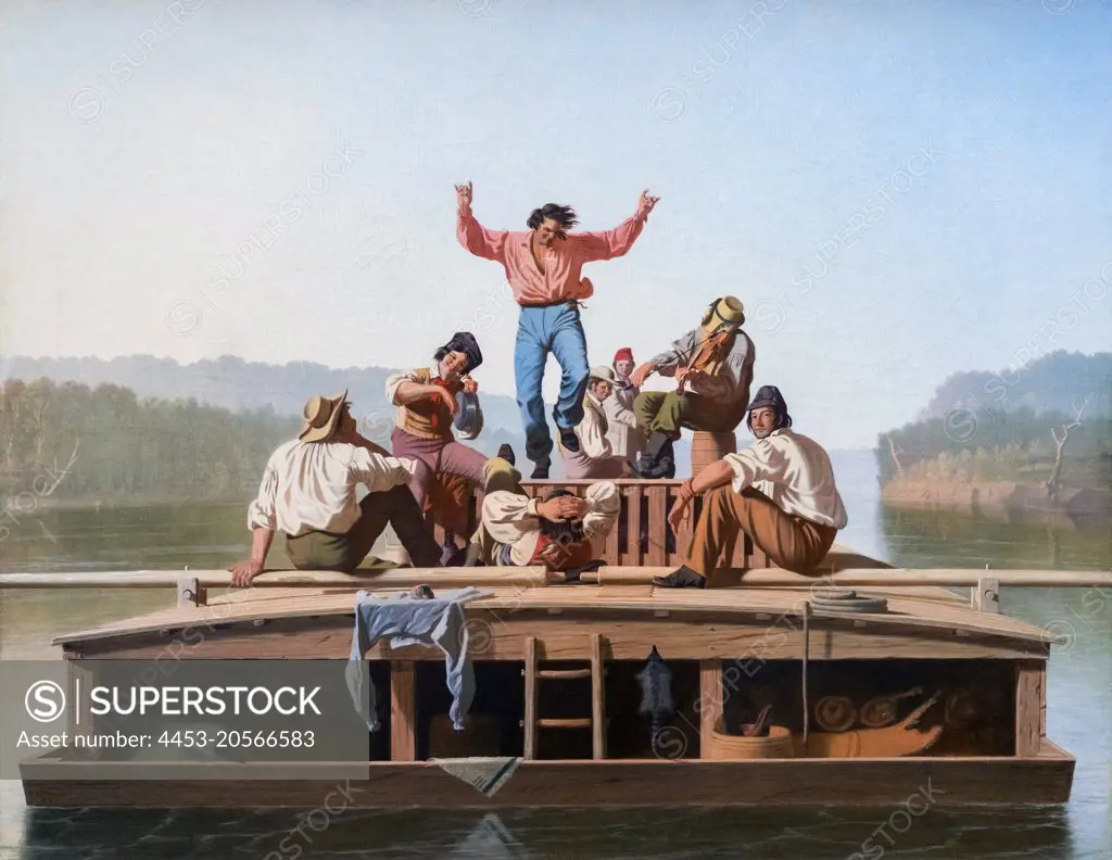 The Jolly Flatboatmen Oil on canvas; 1846 George Caleb Bingham; American; 1811 - 1879