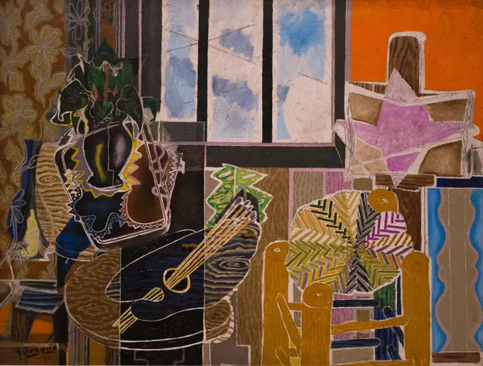Georges Braque; French; Argenteuil 1882-1963 Paris; The Studio (Vase before Window); oil mixed with sand on canvas ; 1939