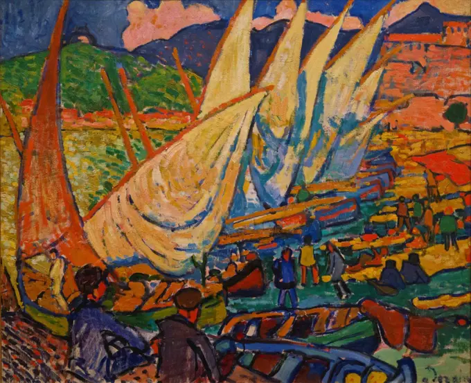 Andre Derain; French; 1880-1954; Fishing Boats; Collioure; 1905; Oil on canvas.