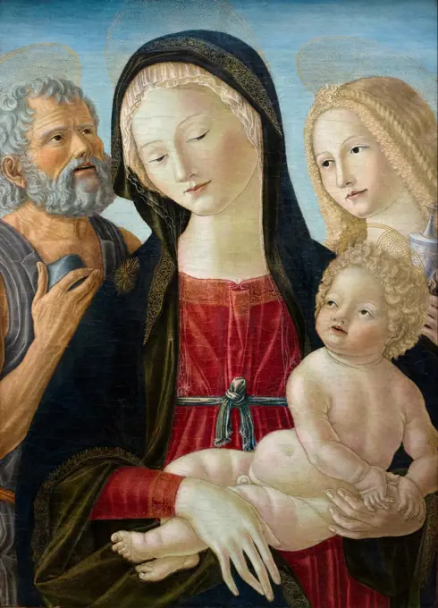 Neroccio de' Landi (Neroccio di Bartolommeo; di Benedetto di Neroccio de' Landi); Italian; Siena 1447-1500 Siena; Madonna and Child with Saints Jerome and Mary Magdalen; Tempera on wood.