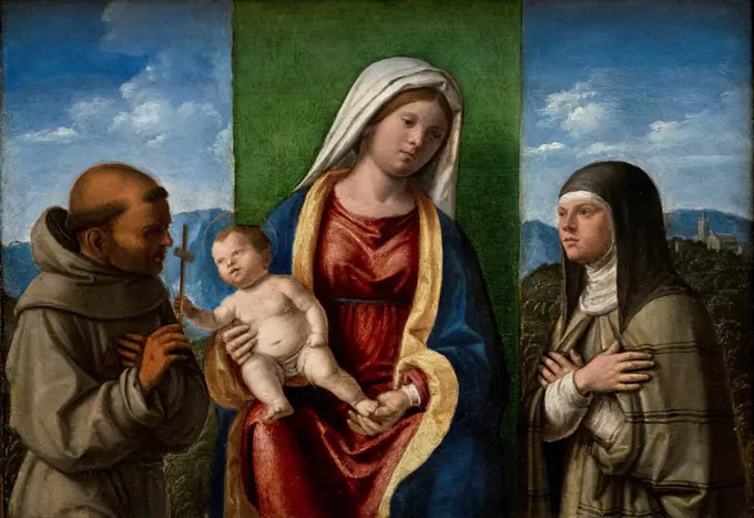 Cima da Conegliano (Giovanni Battista Cima); Italian; Conegliano ca. 1459-1517/18 Venice or Conegliano; Madonna and Child with Saints Francis and Clare; Oil on wood.