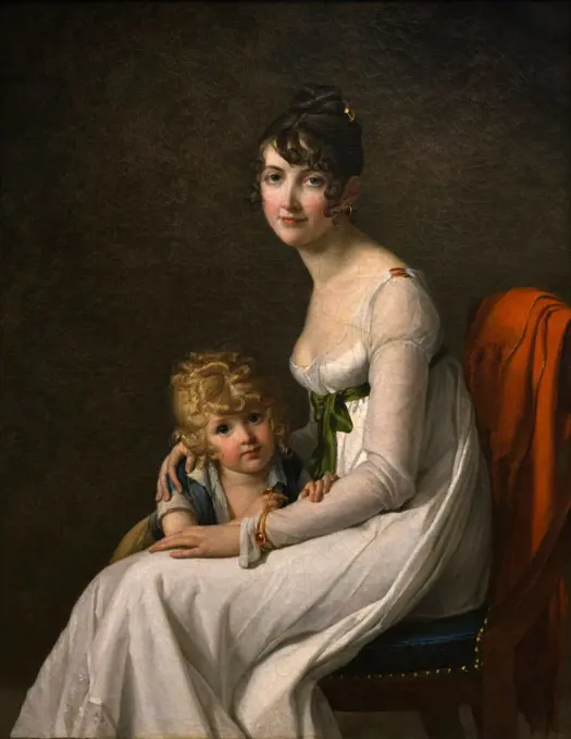 Madame Philippe Panon Desbassayns de Richemont (1778-1855) and Her Son ; Eugene (1800-1859) by Marie Guillelmine Benoist (Paris 1768-1826 Paris) Oil on canvas.