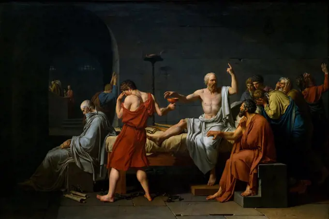 Jacques-Louis David; French; Paris 1748-1825 Brussels; The Death of Socrates; 1787 ; Oil on canvas.