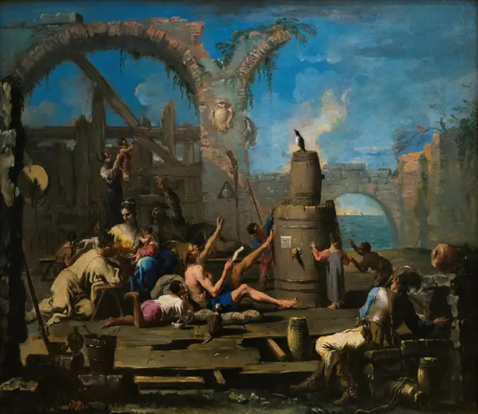 Alessandro Magnasco; Italian; Genoa 1667-1749 Genoa; The Tame Magpie; ca.1707-8; Oil on canvas.