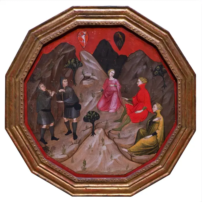 Italian (Florentine) Painter; second quarter; 15th century; Three Allegorical Scenes; Tempera on wood.