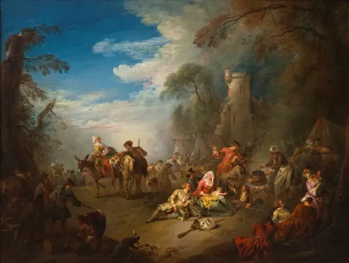 Jean-Baptiste Joseph Pater; French; Valenciennes 1695-1736 Paris; Troops at Rest; ca 1725; Oil on canvas.