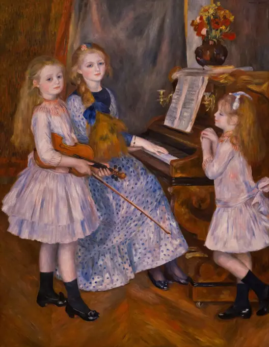 Auguste Renoir; French; Limoges 1841-1919 Cagnes-sur-Mer; The Daughters of Catulle Mendes; Huguette; (1871-1964); Claudine (1876-1937); and Helyorme (1879-1955); 1888; Oil on canvas.
