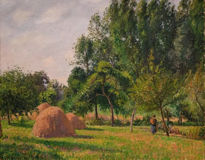 Camille Pissarro; French; 1830-1903; Haystacks; Morning; Eragny; 1899; Oil on canvas.