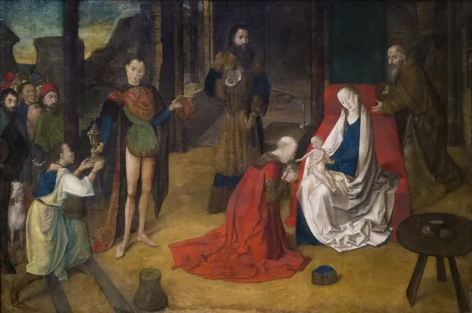 Adoration of Magi by Justus of Ghent (Joos van Wassenhove) (died circa 1480); Tempera on canvas; circa 1465