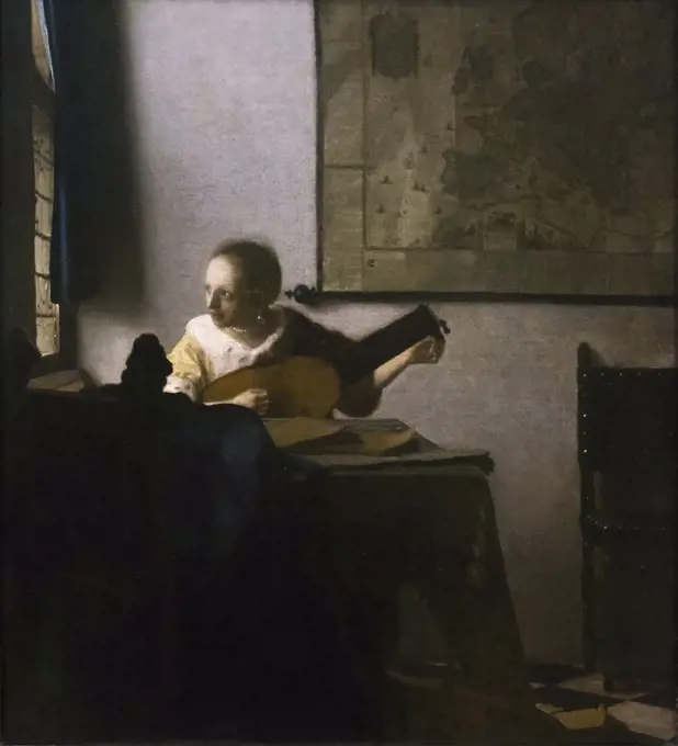 Woman with Lute by Johannes Vermeer (1632 - 1675); Oil on canvas; circa 1662 - 63