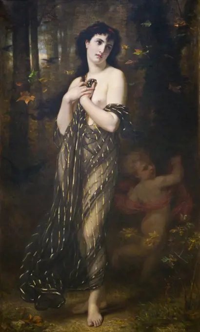 Falling Leaves by Hugues Merle (1823 - 1881); Allegory of Autonen; Oil on canvas; 1872
