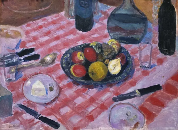 Checkered Tablecloth by Pierre Bonnard (1867 - 1947); Oil on canvas; 1916