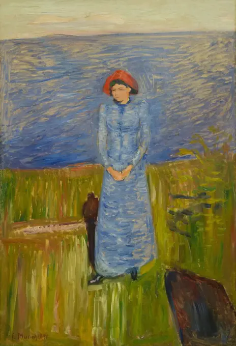 Woman in Blue against Blue Water by Edvard Munch (1863 - 1944); Oil on canvas; 1891