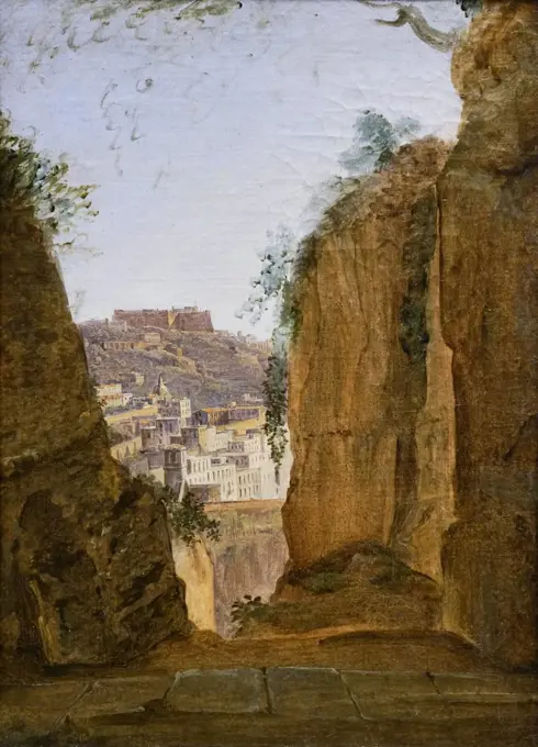 Virgil's Tomb by Franz Ludwig Catel; oil on paper laid down on canvas; circa 1818