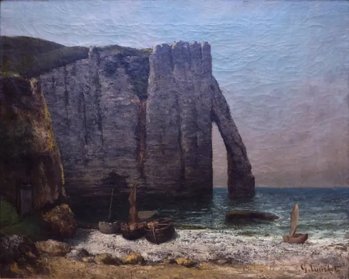 1869 Rocks of Etretat. (Gustave Courbet; Ornans 1819-1877 La-Tour-de-Peilz)