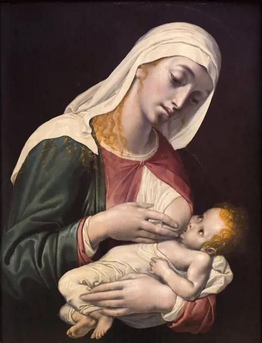 Mary with Child. (Pedro de Campana; eter de Kempene; Brussel 1503-1580 Brussel; one oak wood)