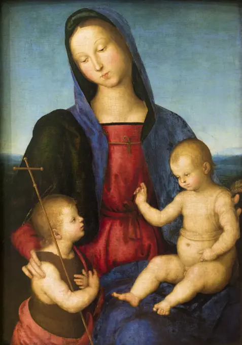 The Virgin and Blessing Child with the Infant St. John; iotallevi Madonna; about 1502 Pappelholz)