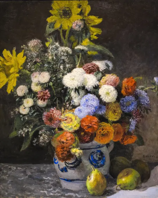 Mixed Flowers in an Earthenware Pot; about 1869 Oil on paperboard Mounted on canvas Pierre-Augste Renoir French; 1841-1919