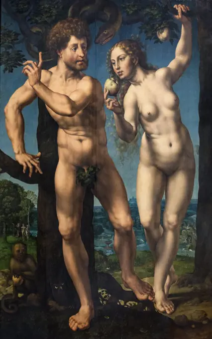 the sundenfall. (Adam and Eve) . 1525. (jan gossaert; 1478 maubeuge; ennega; -1532 breda)