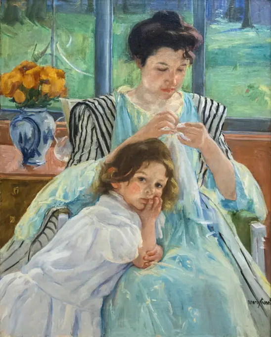 Young Mother Sewing 1900 Oil on canvas Mary Cassatt; American 1844-1926