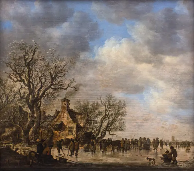 Ice pleasure front of a tavern; 1650 Jan van Goyen; Dutch (1596 Leiden -1656 The Hague)