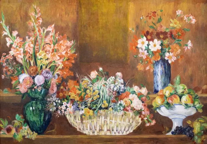 Still Life with Flowers and Fruit c.1890 Oil on canvas