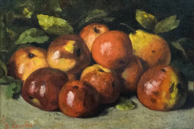 "Still Life with Apples and a pear 1871 Oil on canvas Gustave Courbet, French, 1819 - 1877"
