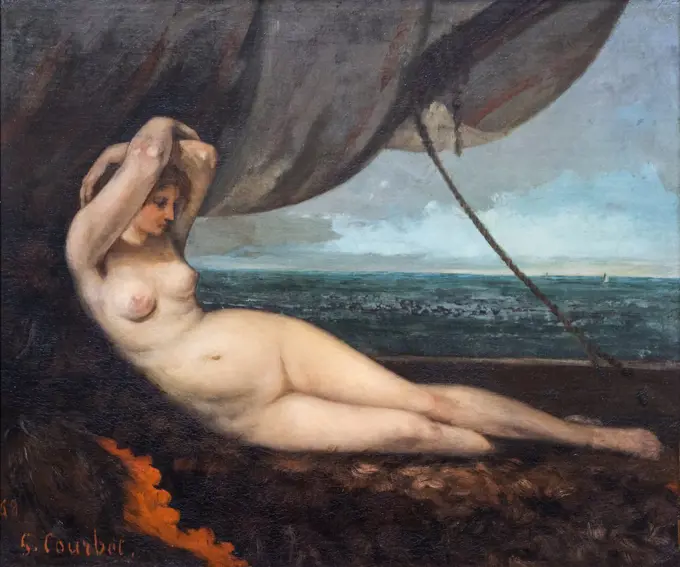"Nude Reclining by the Sea 1868 Oil on canvas by Gustave Courbet, French, 1819 - 1877"