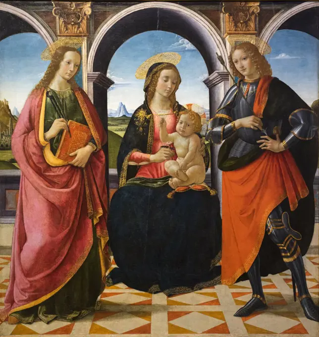 Altarpiece showing the Virgin and Child; with Saint Apollonia and Sebastian 1490s Tempera on panel David Ghirlandaio