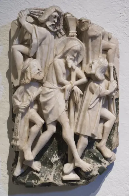 The Flagellation; late 1400s-early 1500s Alabaster; paint Unknown artist English